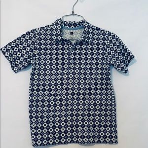 Tea Collection Blue and White Patterned Polo